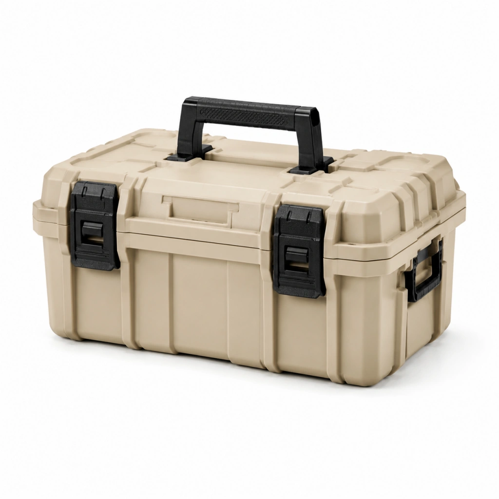 Valigetta porta attrezzi 55 x 35 x 28 cm in plastica beige con chiusure nere