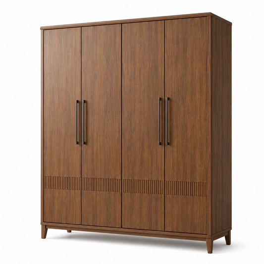 Armadio guardaroba 180 x 60 x 200 cm in legno marrone con 4 ante stile moderno