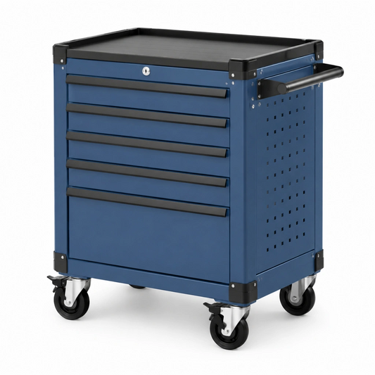 Carrello portautensili 77 x 46 x 97 cm in acciaio blu con 6 cassetti e ruote