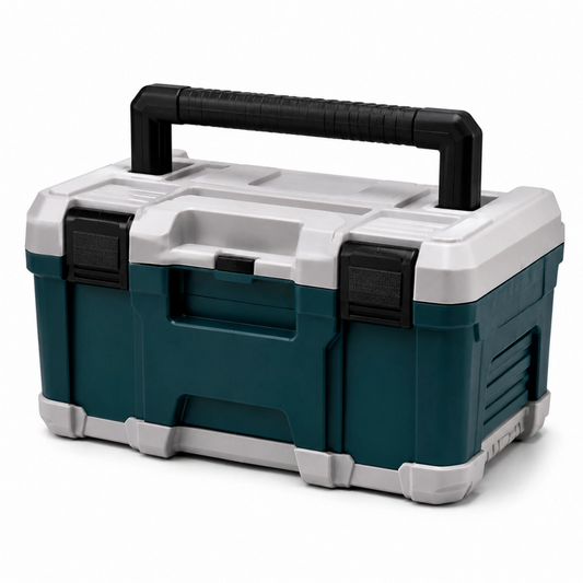 Valigetta portautensili 42 x 24 x 25 cm in plastica verde scuro e grigio con maniglia